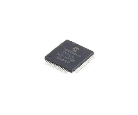 63-7659-44 Microchip ENC624J600-I/PT, Ethernet Controller, 10 Mbps, 100 Mbps MII, MIIM, Serial-SPI, 3.3 V, 64-Pin TQFP ENC624J600-I/PT