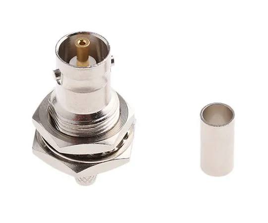 63-7683-11 TE Connectivity Straight 50Ω Panel Mount Bulkhead Fitting BNC Connector, jack, Nickel, Crimp Termination, RG141 A/U, 1-1337433-0
