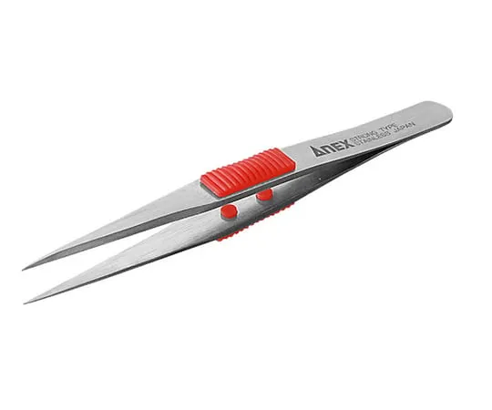 63-2936-58 Stainless Steel Tweezers with Rubber Grip Strong Type 120 mm No.210