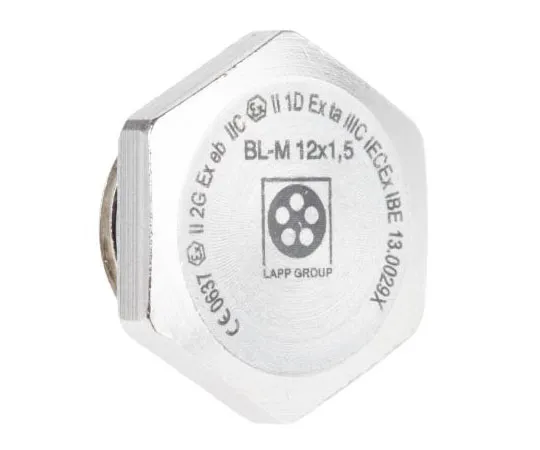 63-7655-10 Lapp ATEX M12 Plug, Nickel Plated Brass, Threaded, IP68 52103103
