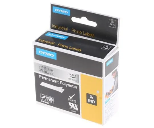 63-7571-17 Dymo Black on Silver Label Printer Tape, 9 mm Width, 5.5 m Length 18485