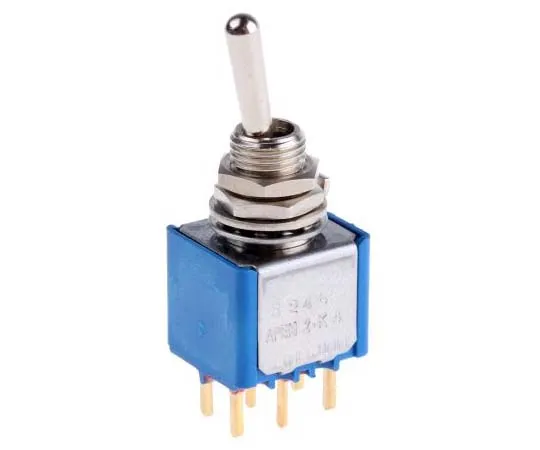 63-7700-10 Apem Double Pole Single Throw (DPST) Toggle Switch, Latching, PCB 5246CDB