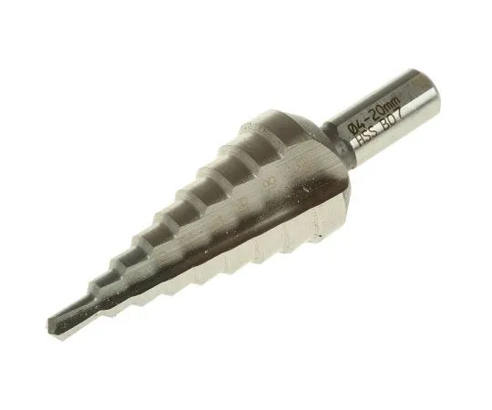 63-7597-54 EXACT HSS 4 → 20mm Step Drill Bit, 9 Steps, 4mm Max Drilling Thickness 5328