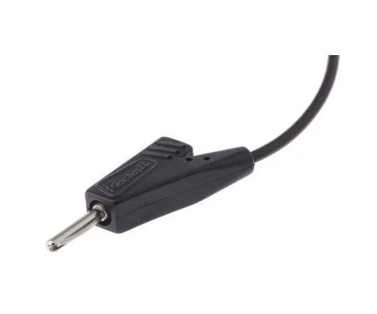 63-7612-68 Radiall 2 mm Test lead, 5A, 250V ac, Black, 20cm Lead Length R929100/C290000-20CM