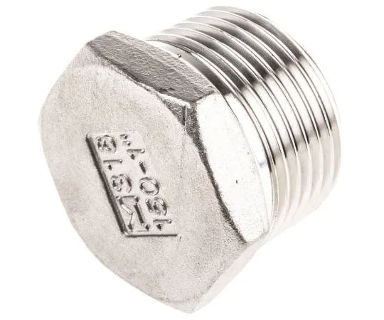 63-7592-27 RS PRO Stainless Steel Hexagon Plug 1in R(T) Male 1.06in 499-3489