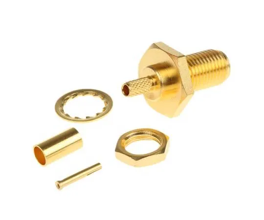 63-7742-08 Telegartner Straight 50Ω Panel Mount Bulkhead Fitting SMA Bulkhead, Crimp Termination RG174/U, RG188 A/U, RG316/U J01151A0001