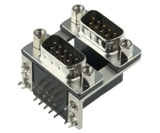 63-7699-35 Amphenol L17H Series, 9 Way Right Angle Through Hole Stacked PCB D-Sub Connector Male/Male, 2.77mm Pitch, with 4-40 UNC L17H2110131