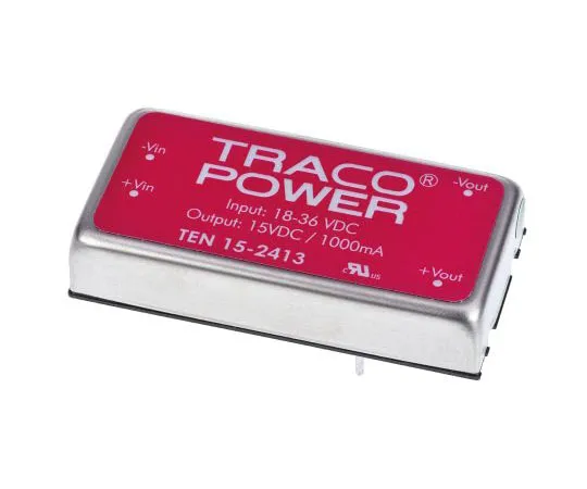 63-7558-12 TRACOPOWER TEN 15 15W Isolated DC-DC Converter Through Hole, Voltage in 18 → 36 V dc, Voltage out 15V dc TEN 15-2413