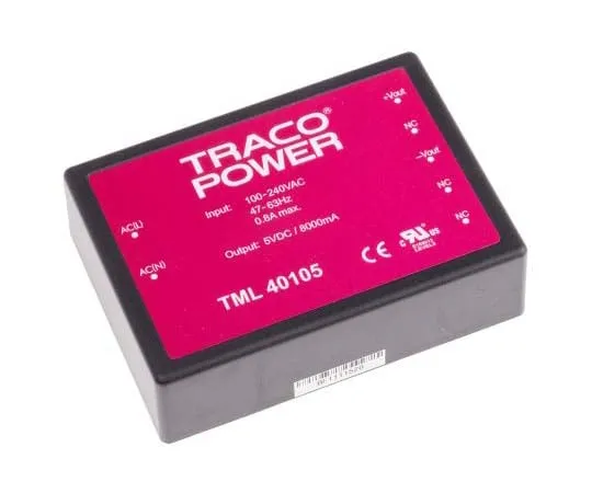 63-7725-66 TRACOPOWER 40W 1 Output Embedded Switch Mode Power Supply SMPS, 8A, 5V dc Encapsulated TML 40105