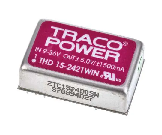 63-7725-08 TRACOPOWER THD 15WIN 15W Isolated DC-DC Converter Through Hole, Voltage in 9 → 36 V dc, Voltage out ±5V dc THD 15-2421WIN