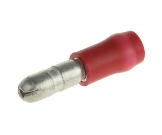 63-7681-75 TE Connectivity Insulated Male Crimp Bullet Connector, 0.25mm² to 1.6mm², 20AWG to 15AWG, 3.96mm Bullet diameter, Red 165590-1