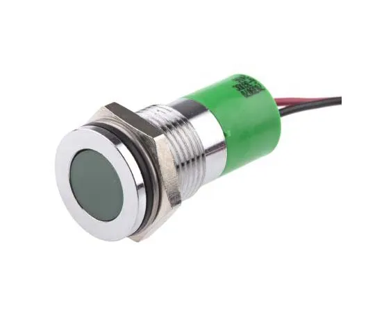 63-7718-09 RS PRO Green Indicator, 6 → 36 V dc, 14mm Mounting Hole Size, Lead Wires Termination, IP67 703-9070