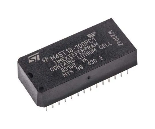 63-7745-87　STMicroelectronics M48T18-100PC1, Real Time Clock (RTC), 8192B RAM Parallel, 28-Pin PCDIP　M48T18-100PC1