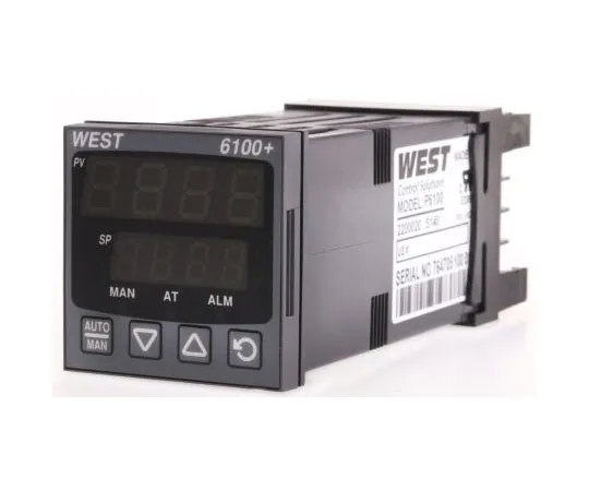 63-7645-10 West Instruments P6100 PID Temperature Controller, 48 x 48 (1/16 DIN)mm, 1 Output SSR, 24 → 48 V ac/dc Supply P6100-2200-020