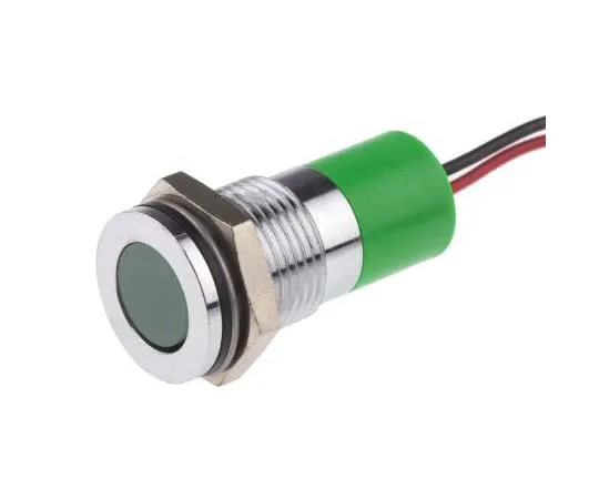 63-7717-83　RS PRO Green Indicator, 12 V dc, 14mm Mounting Hole Size, Lead Wires Termination, IP67　703-8920
