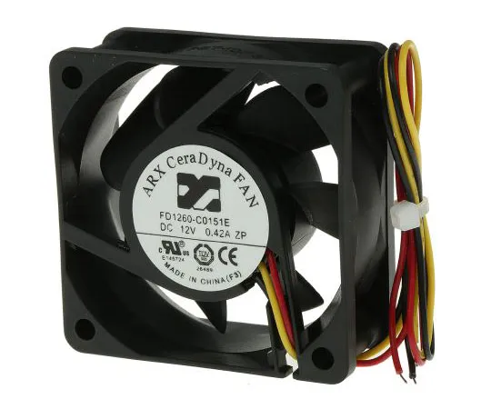 63-7583-99 ARX CeraDyna Series Axial Fan, 60 x 60 x 25.4mm, 33.35m³/h, 2.76W, 12 V dc FD1260-C0151E2AL
