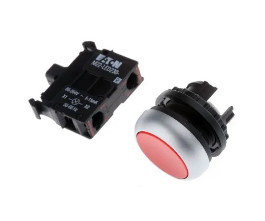 63-7554-90 Eaton M22 Series, Red Push Button Head, Momentary, 22mm Cutout 78639212 & M22-DL-R+M22-A+M22-LED230-R