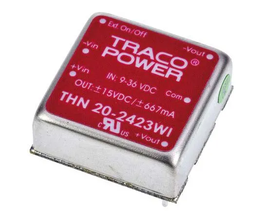 63-7725-25 TRACOPOWER THN 20WI 20W Isolated DC-DC Converter Through Hole, Voltage in 9 → 36 V dc, Voltage out ±15V dc THN 20-2423WI