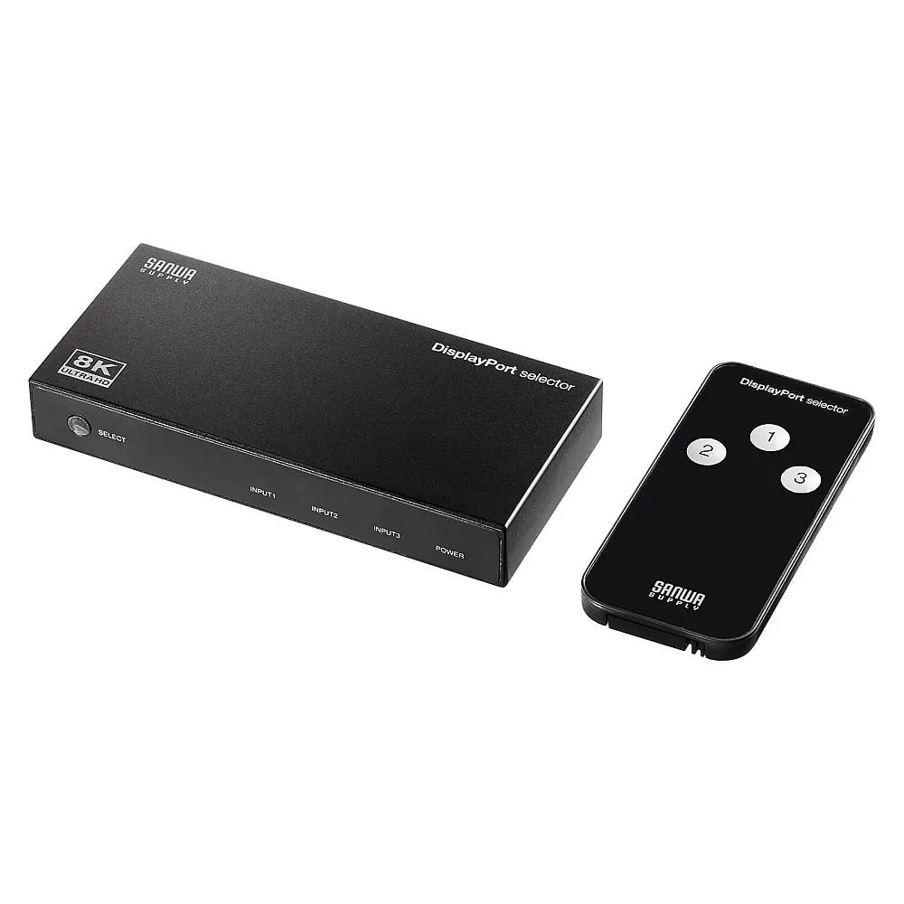 68-0711-11 3-input 1-output DisplayPort switch (8 K/30 Hz compatible, remote control included) SW-DP31R