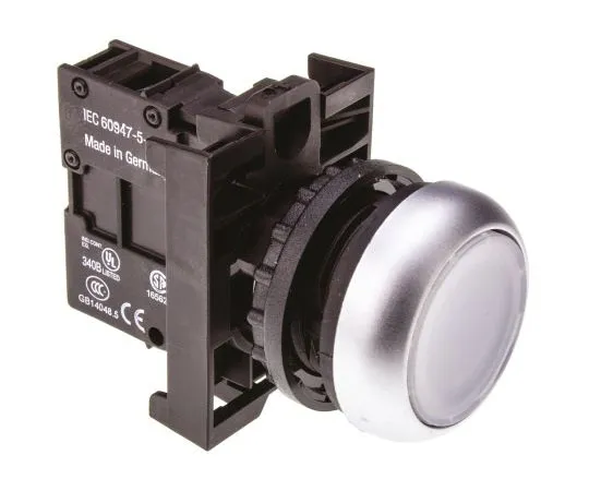63-7554-87 Eaton M22 Series, White Push Button Head, Momentary, 22mm Cutout 78639206 & M22-DL-W+M22-A+M22-LED-W