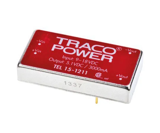 63-7599-97 TRACOPOWER TEL 15 15W Isolated DC-DC Converter Through Hole, Voltage in 9 → 18 V dc, Voltage out 5V dc TEL 15-1211