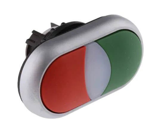 63-7641-94 Eaton M22 Series, Green, Red Push Button Head, Momentary, 22mm Cutout 70011242 & M22-DDL-GR+M22-A