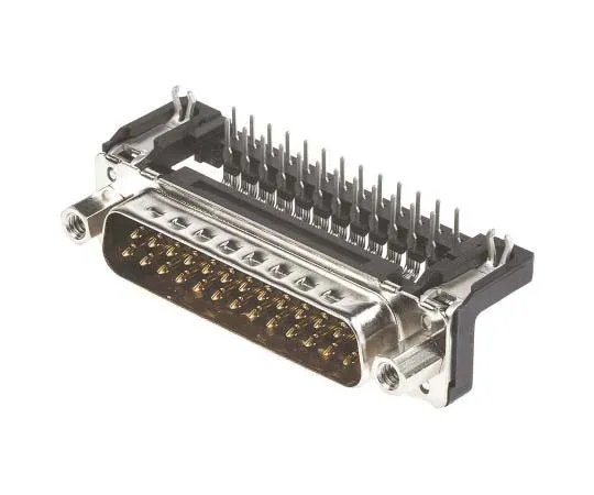 63-7701-17 Harting 25 Way Right Angle Through Hole PCB D-sub Connector Plug, 2.76mm Pitch, with 4-40 UNC Female Screwlocks, 9653626813