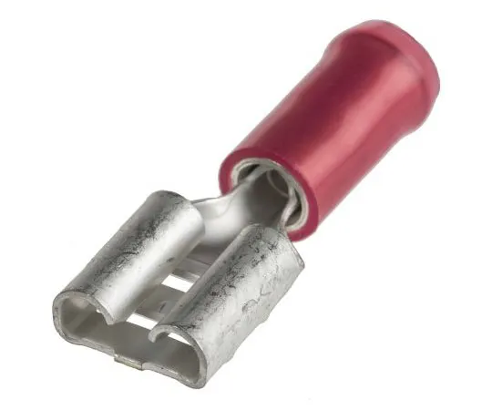 63-7682-06 TE Connectivity PIDG FASTON .250 Series Red Insulated Crimp Receptacle, 6.35 x 0.81mm, 0.3mm² to 1.5mm², 22AWG to 9-160583-2