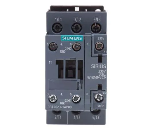 63-7721-61 Siemens 3 Pole Contactor, 9 A, 230 V ac Coil, SIRIUS Innovation, 3NO, 4 kW 3RT2023-1AP00