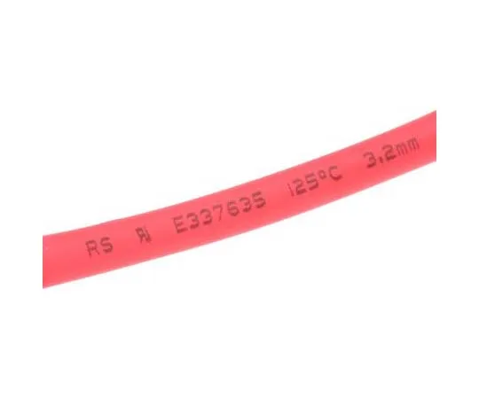 63-7710-14 RS Pro Red No Heat Shrink Tubing 3.2mm Sleeve Dia. x 10m Length 2:1 Ratio 700-4674