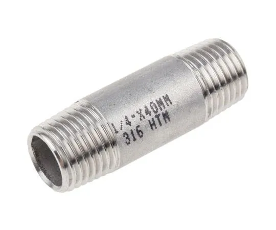 63-7592-06 RS PRO Stainless Steel Circular Barrel Nipple 1/4in R(T) Male x 1/4in R(T) Male 1.57in 499-3221