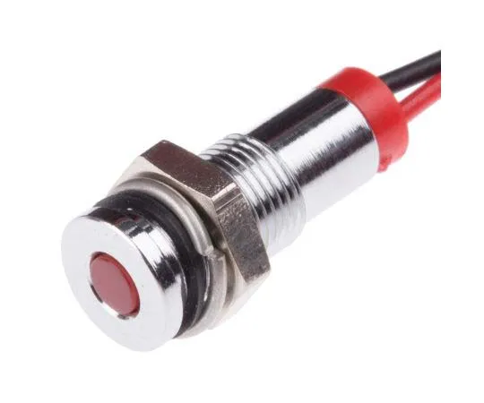 63-7708-61 RS PRO Red Indicator, 2 V dc, 6mm Mounting Hole Size, Lead Wires Termination, IP67 700-1791