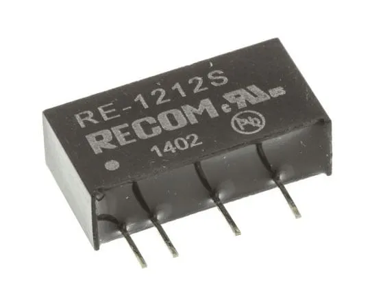 63-7568-03 Recom RE 1W Isolated DC-DC Converter Through Hole, Voltage in 10.8 → 13.2 V dc, Voltage out 12V dc RE-1212S