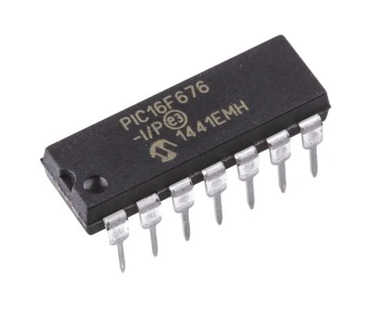63-7625-75 Microchip PIC16F676-I/P, 8bit PIC Microcontroller, 20MHz, 1024 x 14 words, 128 B Flash, 14-Pin PDIP PIC16F676-I/P