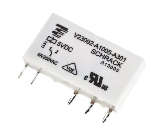 63-7680-46 TE Connectivity SPDT Non-Latching Relay PCB Mount, 5V dc Coil, 6A V23092-A1005-A301