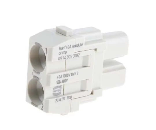 63-7711-22 Han-Modular Series Female Module, 2 Way, 1 Row, Rated At 40A, 1 kV, Han 40A 9140023102