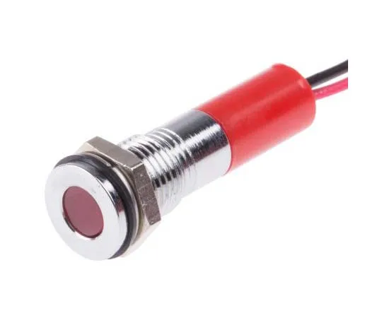 63-7708-89 RS PRO Red Indicator, 220 V ac, 8mm Mounting Hole Size, Lead Wires Termination, IP67 700-1943