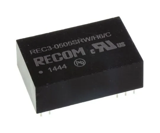 63-7672-06 Recom REC3 3W Isolated DC-DC Converter Through Hole, Voltage in 4.5 → 9 V dc, Voltage out 5V dc REC3-0505SRW/H6/C
