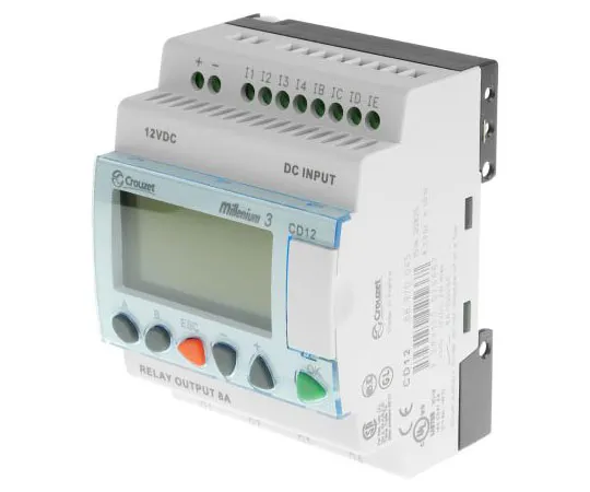 63-7636-99 Crouzet Millenium 3 Logic Module, 12 V dc Relay, 8 x Input, 4 x Output With Display 88970045