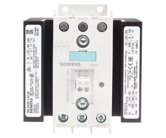 63-7635-58 Siemens 20 A 3P-NO Solid State Relay, Zero Crossing, DIN Rail, Thyristor, 600 V Maximum Load 3RF2420-1AC45