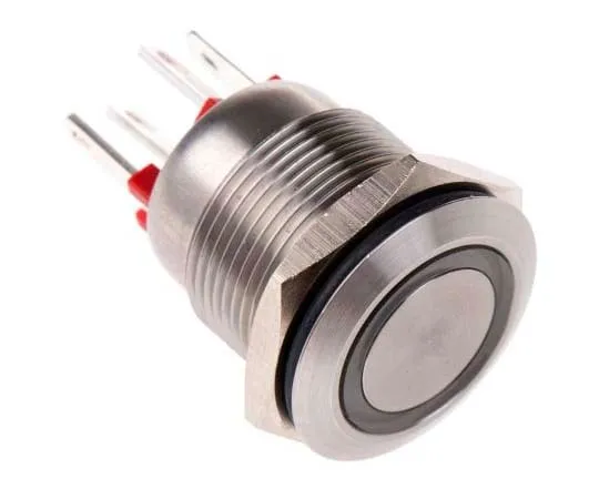 63-7730-29 Bulgin Single Pole Single Throw (SPST) Momentary Push Button Switch, IP66, 19.2 (Dia.)mm, Panel Mount, 24V dc MPI002/28/RD