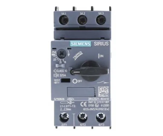 63-7722-02 Siemens Sirius Innovation 690 V Motor Protection Circuit Breaker, 3P Channels, 20 → 25 A, 4 kA 3RV2021-4DA10