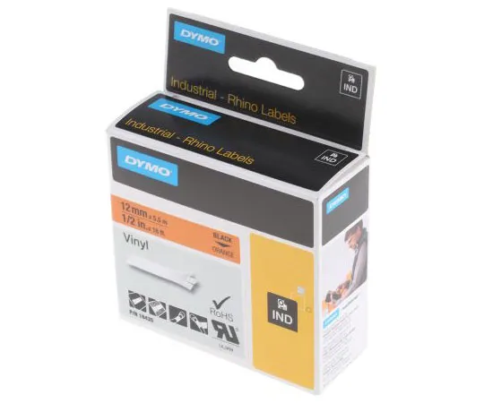 63-7571-21 Dymo Black on Orange Label Printer Tape, 12 mm Width, 5.5 m Length 18435