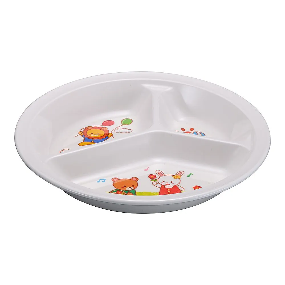 64-4205-63 Melamine children's tableware "Everybody with me." 3-Cut Lunch Plate YMA-1