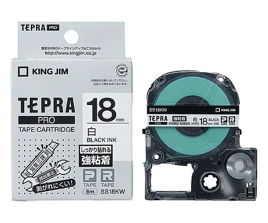 62-6875-47 Tepla PRO Tape Cartridge Strong Adhesive Label White with Black Letter 18 mm Width x 8 m SS18KW