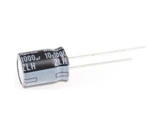 63-7717-16 Rubycon 1000μF 10V dc Aluminium Electrolytic Capacitor, Through Hole 10 (Dia.) x 12.5mm +105°C 10mm 5mm 10ZLH1000MEFC10X12.5