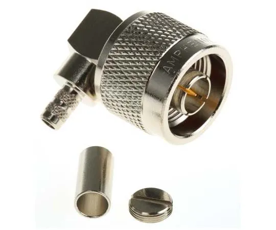 63-7711-87 Amphenol 50Ω Right Angle Cable Mount N Type Connector, Plug, Crimp Termination, 0 → 6GHz, RG58 C/U, RG58/U N1112B1-001-NT3G-1-50