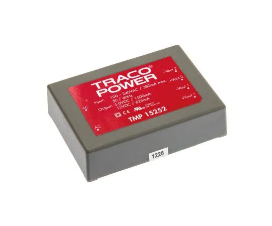 63-7654-60 TRACOPOWER 15W Dual Output Embedded Switch Mode Power Supply SMPS, 1.5 A, 625 mA, 5/12V dc Encapsulated TMP 15252
