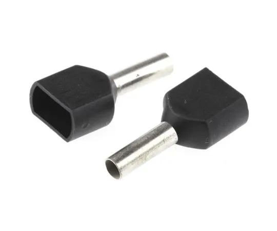 63-7678-34 TE Connectivity Insulated Crimp Bootlace Ferrule, 8mm Pin Length, 2.2mm Pin Diameter, 2 x 1.5mm² Wire Size, Black 966144-6