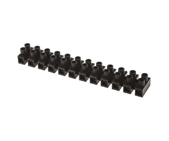 63-7716-44 RS PRO Terminal Strip, Straight, 12way, 2 Row, 15mm Fixing Centres, 76A, 400 V, length 175.5mm, Black 703-3842